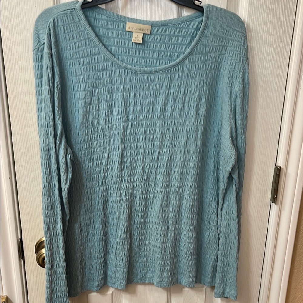 Blue Textured Women's Top by Appleseeds